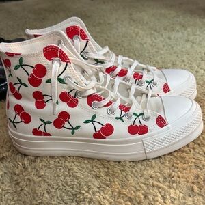 Cherry Print High-Top Sneakers